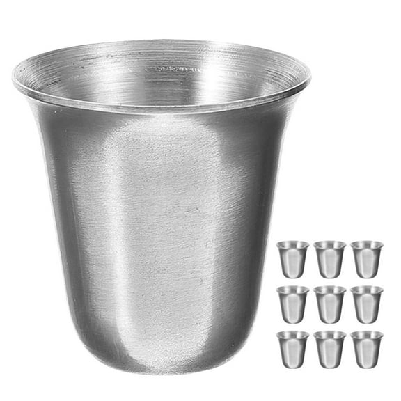 Homoyoyo Stackable Stainless Steel Cups Set of 10 Compact Reusable Drinkware for Kitchen and Travel