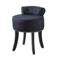 thumbnail image 3 of Inspired Home Bardot Linen Vanity Stool Nailhead Trim Roll Back Bedroom, Dark Grey, 3 of 9