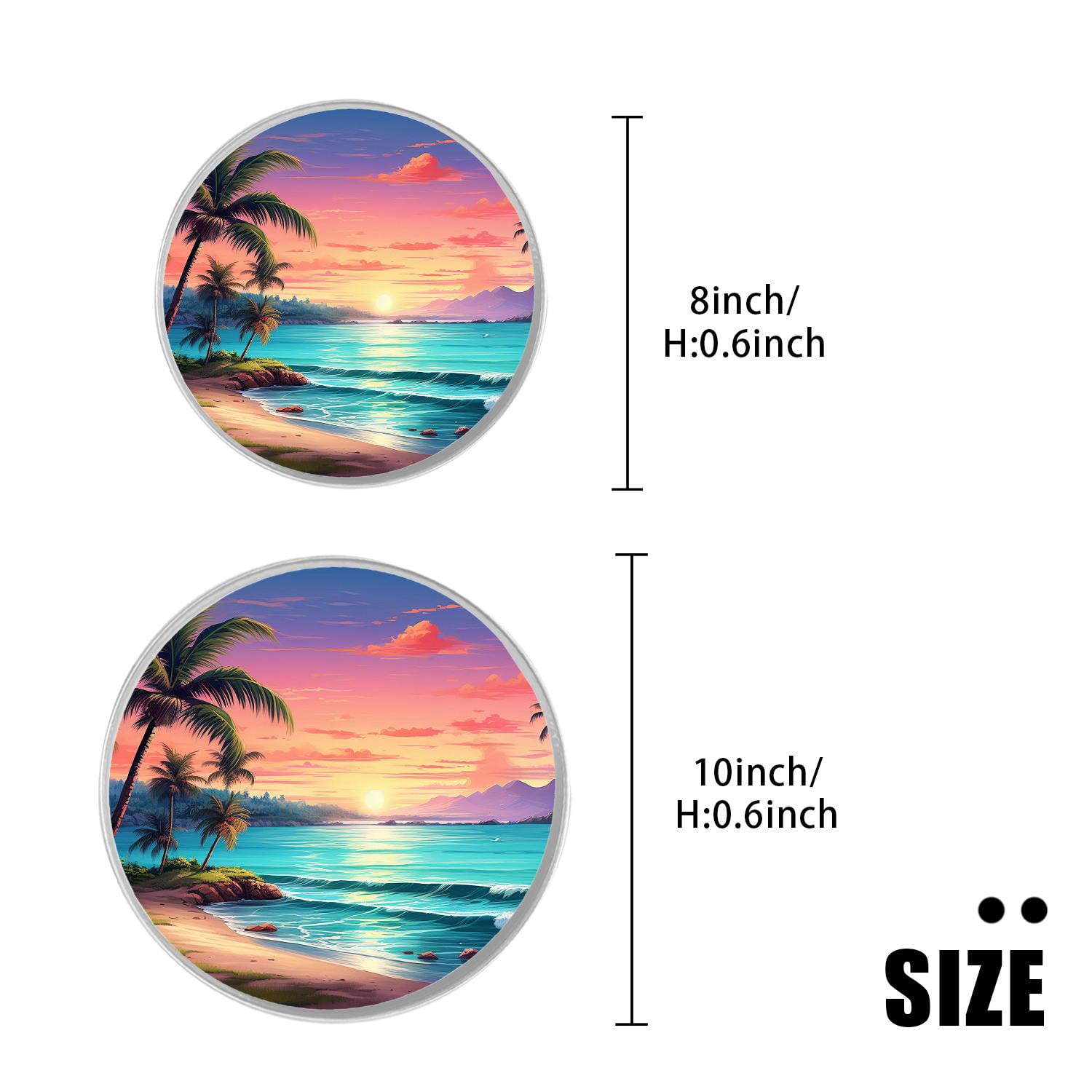 Round Stove Burner Covers 4 Pcs Round Gas Stove Burner Cover 8Inch And 10Inch for ,Hawaii Beach with Palm Trees pattern