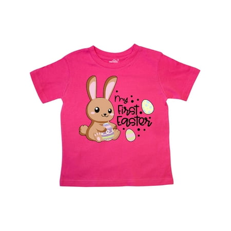 

Inktastic My 1st Easter with Brown Bunny and Easter Eggs Gift Toddler Boy or Toddler Girl T-Shirt
