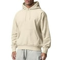 thumbnail image 2 of Nebwoak Mens Fleece Hoodies with Pockets- Long Sleeve Casual Loose Fall Drawstring Sweatshirt Beige Size L, 2 of 5