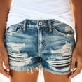 thumbnail image 3 of Wutalume Jeans for Women Denim Shorts Light Wash Distressed, Stretch Slim Fit Ripped Jean Shorts for Everyday Summer Wear,Blue 2XL, 3 of 5