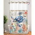 thumbnail image 5 of No Hook Shower Curtains, Coastal Sea Turtle Small Shower Curtains with Snap in Liner, Rustic Vintage Nautical Starfish Coral Waterproof Washable Fabric Bathroom Shower Curtain Sets, 36" x 78", 5 of 7