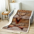 thumbnail image 2 of Deer Hunting 90"x90" Throw Blanket for Boys,Hunter Fleece Blanket Western Blanket Vintage Brown Lodge Cabin Rustic Blankets Woodland Wildlife Moose Elk Reindeer Farmhouse Decor, 2 of 6