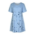 thumbnail image 4 of JINMGG Dress for Women under 10 Women's Summer Casual Round Neck Short Sleeve Folding Floral Printed Dresses Blue L, 4 of 9