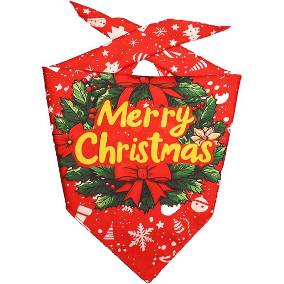Bandana de Noël pour Chien, Foulard Triangulaire Festive Adorable, Bavoirs Ajustables Lavables pour Animaux, Décoration de Noël pour Chien, Bandanas à Double Couche pour Noël (1 Pack, Grand)