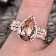 thumbnail image 5 of 4.75 Carat 11x8mm Pear Shape Morganite Engagement Ring Diamond Moissanite Wedding Set 10k Rose Gold-3pcs, 5 of 6