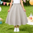 thumbnail image 5 of Cethrio Girls Midi Skirts, Casual Elastic Waist Summer A-Line Plaid Shirts with Pockets Gray Size 5-6 T, 5 of 5