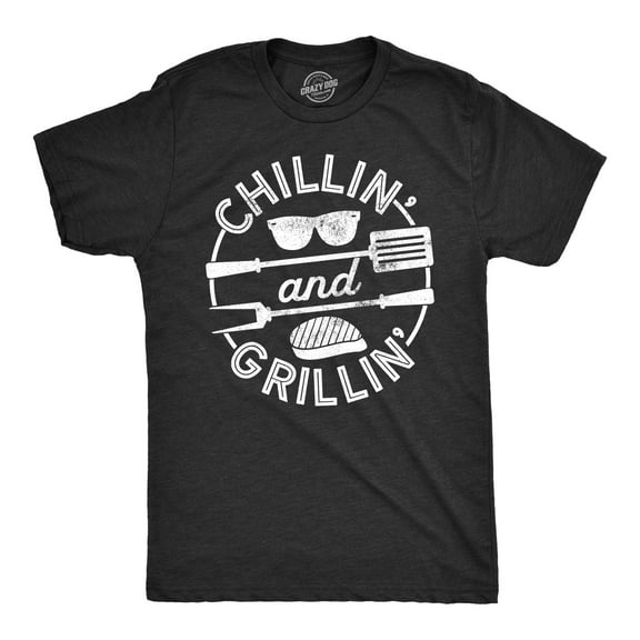 Mens Chillin and Grillin T Shirt Funny Outdoor Summer BBQ Tee for Guys Graphic Tees