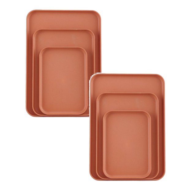 Oleegame 2PC Picnic Trays For Food Birch Multi Use Large Capacity Serving Tray Plastic Practical Food Grade Storage Tray For Home Anti Deformed Shockproof A