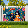 thumbnail image 7 of Floral Design Day of the Dead Skeleton Banner Cultural Theme Celebration Decor for Festival Party Decoration Event, 7 of 7