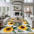 thumbnail image 4 of Vintage Style Area&nbsp;Rug 5x7ft Sunflower Gray Wood Grain Botanical Farmhouse Non-Slip&nbsp;Washable Square&nbsp;Rugs Soft Felt Indoor Floor Mat for Bedroom Kitchen Living Room Bathroom, 4 of 9