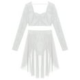thumbnail image 7 of JanJean Women Ballet Dance Floral Lace Crop Top with High Low Skirt Lyrical Dance Dress Performance White M, 7 of 7