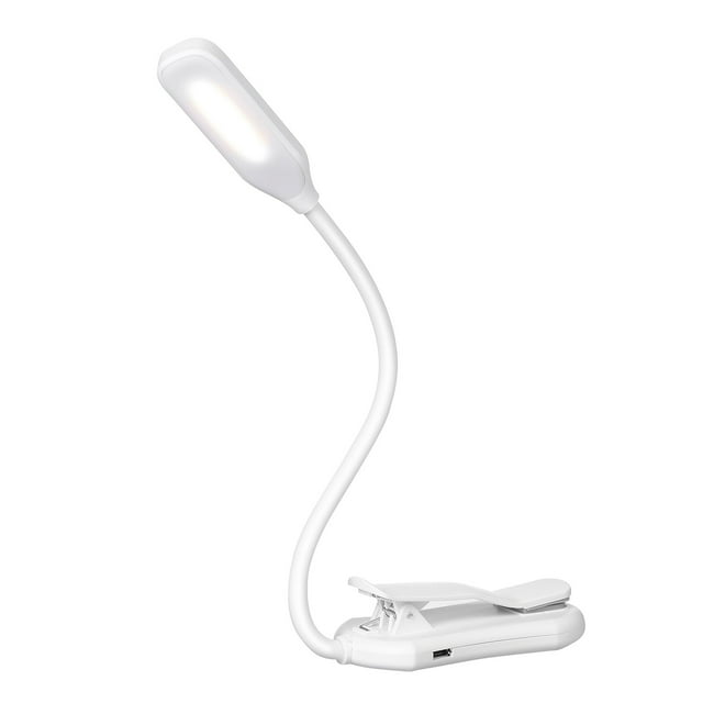 7 LEDs Reading Light Book Clamp Clip Lamp Flexible Bendable Design/ USB Operated/ 3 Colors Temperature Changeing/ Built-in 600mAh High Capacity Rechargeable Cell for Home Office Knittig Dail
