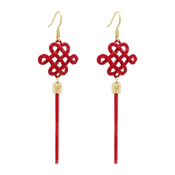 Pendientes colgantes,Pendiente de nudo chino Pendiente colgante Pendiente colgante,Pendientes colgantes de año nuevo chino de la Creativos,Pendientes del festival de primavera