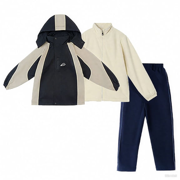 AHTJRT Boys Girls Ski Snow Suit 3 Pieces Thermal Snowboarding Sets Zip-Up Hoodie Jacket and Pants Outfits Winter Windproof Waterproof Suit Black 14-15 Years