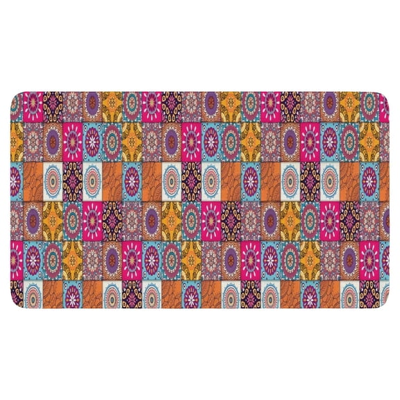 Bohemian Color Geometric Design (1) Door Mat 30 X 17 Inch Welcome Doormat Indoor Outdoor Entrance Floor Mat Non Slip Spring Summer Decor Rubber Mats
