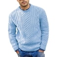 thumbnail image 6 of Huresd Men's Fisherman Cable Crewneck Sweater Winter Casual Sweater for Men Knitted Pullover Sweaters with Ribbing Edge Blue XL, 6 of 7