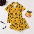 thumbnail image 2 of Bobifish Toddler Girls Halloween Print Sleepwear Sets Short Sleeve Collared Button Down Top&Shorts Nightwear Kids Girls Sets, 2 of 9