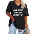 thumbnail image 2 of Lovskoo Plus Size Women's Summer Tops Short Sleeve Loose Blouses Letter Printed Pattern Casual Trendy Soild Color Basic Tees Black, 2 of 4