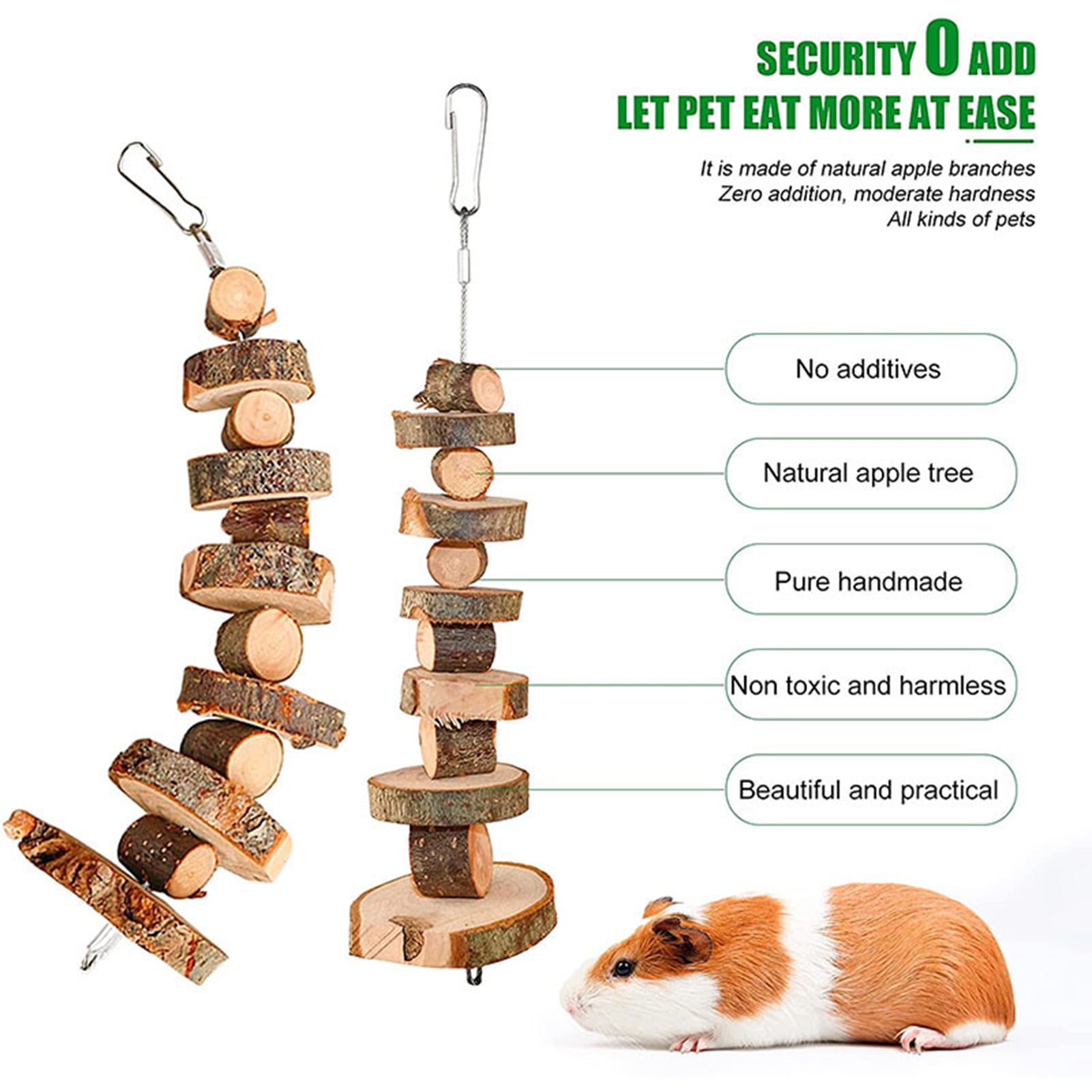 DOPI 8Pcs/Set Molar Toy Long Lifespan Relieve Anxiety Wood Hamster Molar Tooth Cleaning Toy Kit for Chinchillas