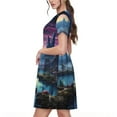 thumbnail image 2 of Naloa Fantasy Landscape Starry Night Print Womens Summer A-Line Dress with Pockets,Short Sleeve Dresses,Flowy Beach Swing Dress for Vacation Travel, 2 of 6