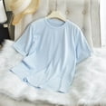 thumbnail image 6 of hotojiny Womens Summer Tops Solid Short Sleeve Casual T-Shirts Crew Neck Basic Tee Classic Fit Plain Tshirt for Every Day, 6 of 6