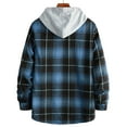 thumbnail image 3 of Men's Shirt Regular Fit Plaid Shirts Long Sleeve Hooded Shirts Button Down Casual Shirt Drawstring Button-down Jacket Men Big and Tall Shirt Jackets, 3 of 8
