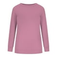 thumbnail image 5 of IROINNID Long Sleeve Shirt for Women Fall Tops Solid Basic Pullover Round Neck Casual Sweatshirt Loose Relaxed Fit Tops,Pink, 5 of 6