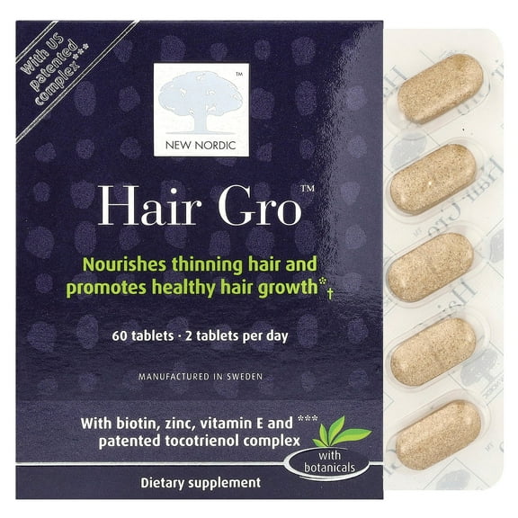 New Nordic Hair Gro Hair Growth Vegan Tablets With Biotin