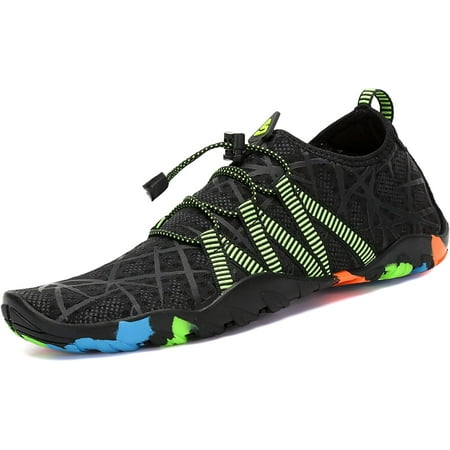 

Mens Womens Water Shoes Quick Dry for Aqua Sports Pool Beach Walking Black (Feet Long 220mm)