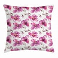 thumbnail image 1 of Watercolor Throw Pillow Cushion Cover, Flowering Orchid Branches Spring Time Feng Shui Inspired Bouquet, Decorative Square Accent Pillow Case, 24 X 24 Inches, Fuchsia Cocoa Pale Orange, by Ambesonne, 1 of 2
