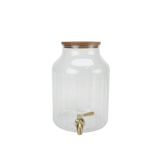 Better Homes & Gardens 2-Gallon Clear Tritan Plastic Beverage Dispenser with Acacia Wood Lid and Stainless Steel Spigot