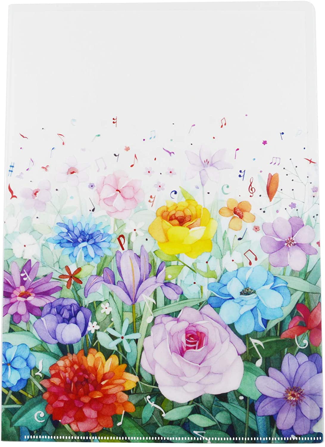 Frontia A4 Size 8.27 x 11.69 Clear Plastic Folder Flower Design Cute Froral Japan Import 