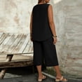 thumbnail image 4 of Women's Plus Size 2 Piece Summer Outfits Crew Neck Tank Top Tunic Shirt and Capri Pants Set Casual Sportswear 2026 Black 3XL, 4 of 4