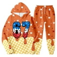 thumbnail image 5 of 67 Six Seven Letter Outfits Set For Kids Outfits Set Casual Graphic Boys Outfit Hoodie And Joggers With Ice Print Kids Wear For Daily Play Orange 140(8-9 Years), 5 of 9