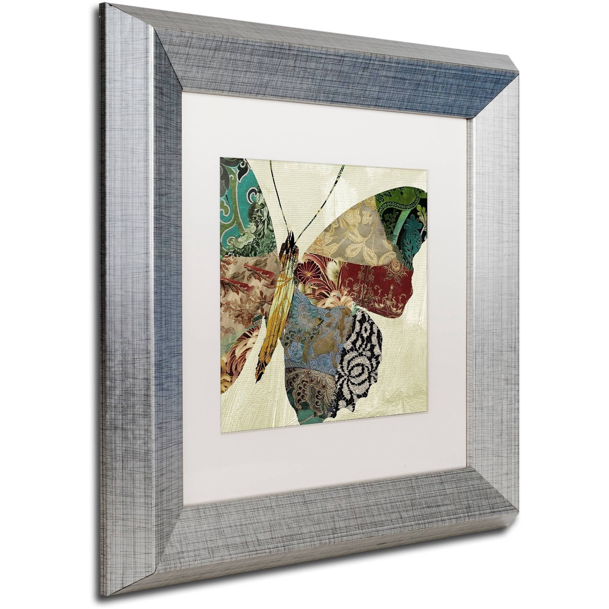 Trademark Fine Art "Butterfly Brocade II" Canvas Art by Color Bakery White Matte, Silver Frame