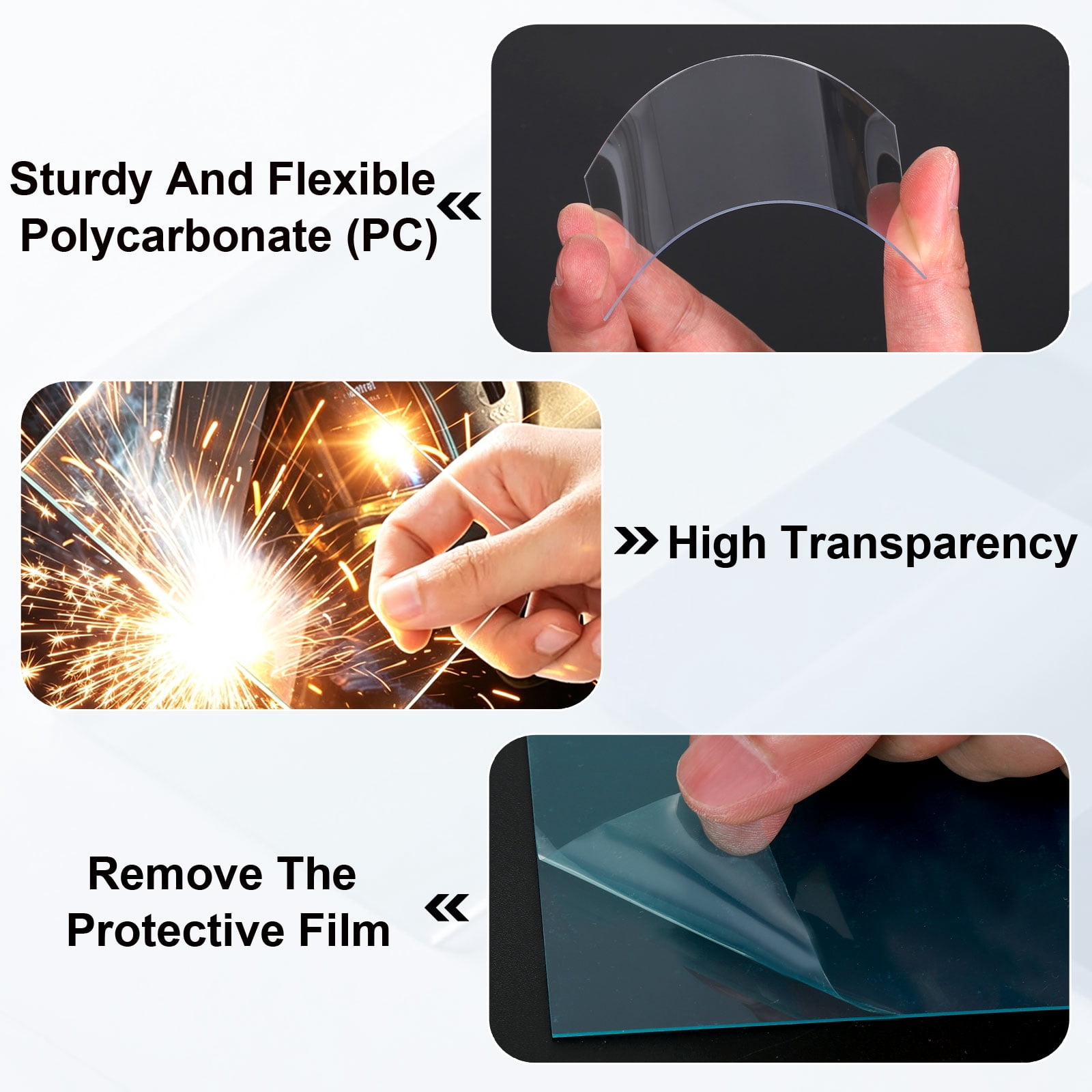 Uxcell 5-1/4 x 4-1/2 Inch Welding Protection Lens, 24 Pcs Clear PC Lens Cover Replacement Welding Helmet Hood Transparent Protective Covers Right Angle