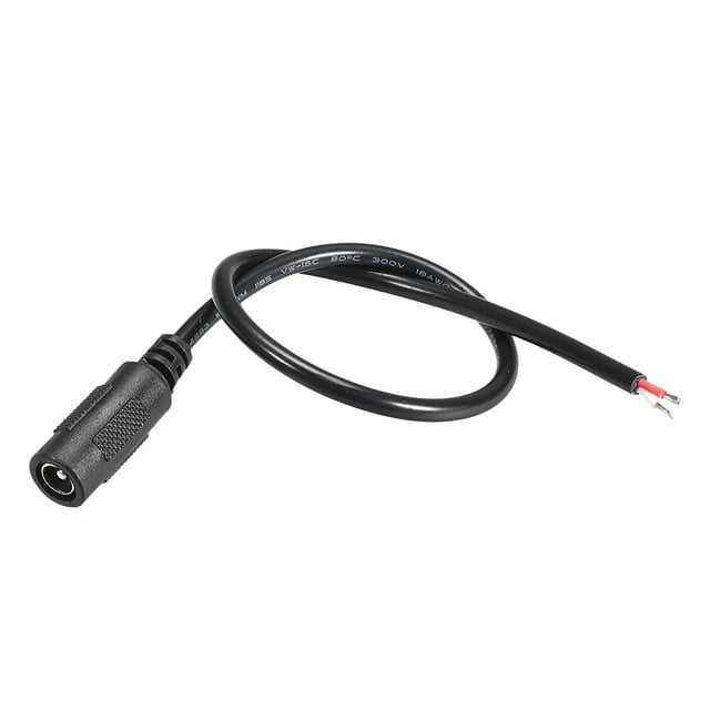 Uxcell Paquete de 2 conectores de alimentación de CC 5.5mm x 2.5mm 4A 18AWG 30cm, conector hembra en pigtail