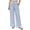 Blue, variant on Women's Striped Linen Pants with Pockets Drawstring Waist Wide Leg Casual Summer Full Length Pants