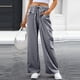 thumbnail image 2 of Amzcrzy Pantalones Mujer A Rayas Informales Cintura Alta Cordón Elástico Tipo Bóxer Cómodos Holgados Anchos Con Bolsillos Tallas S-2XL Negro, 2 of 9
