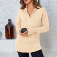 thumbnail image 4 of Women's Quarter Zipper Long Sleeve Loose Ribbed Knit Sweater with Thumbhole, 4 of 9