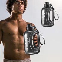 JLFNYA Water Bottle,with Straw&Lanyard Leak-Proof BPA Free Reusable Gym Sports Outdoor Large Capacity,Water bottle for hiking,Black