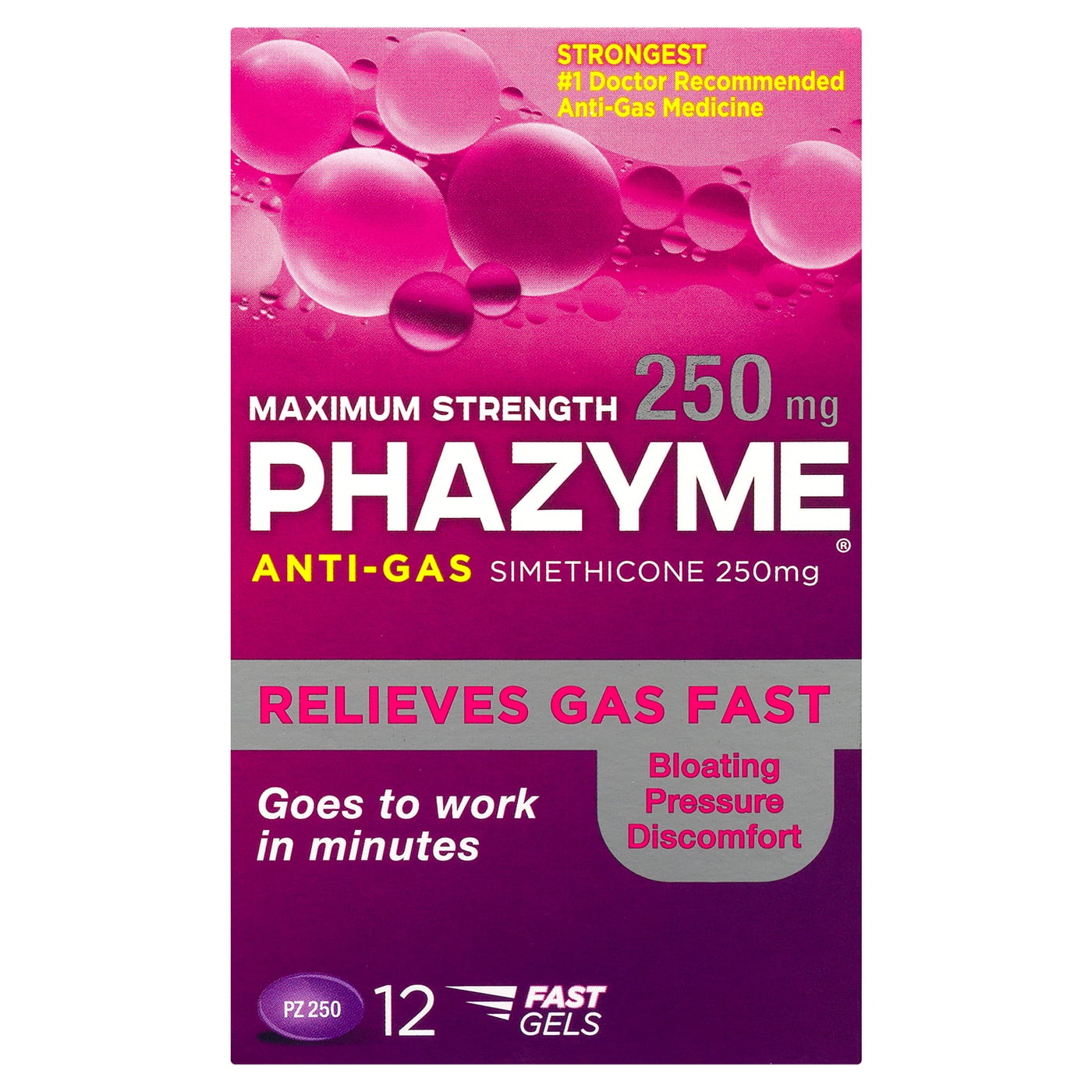 Phazyme Maximum Strength Gas & Bloating Relief, Gas Relief Works in Minutes, 12 Fast Gels