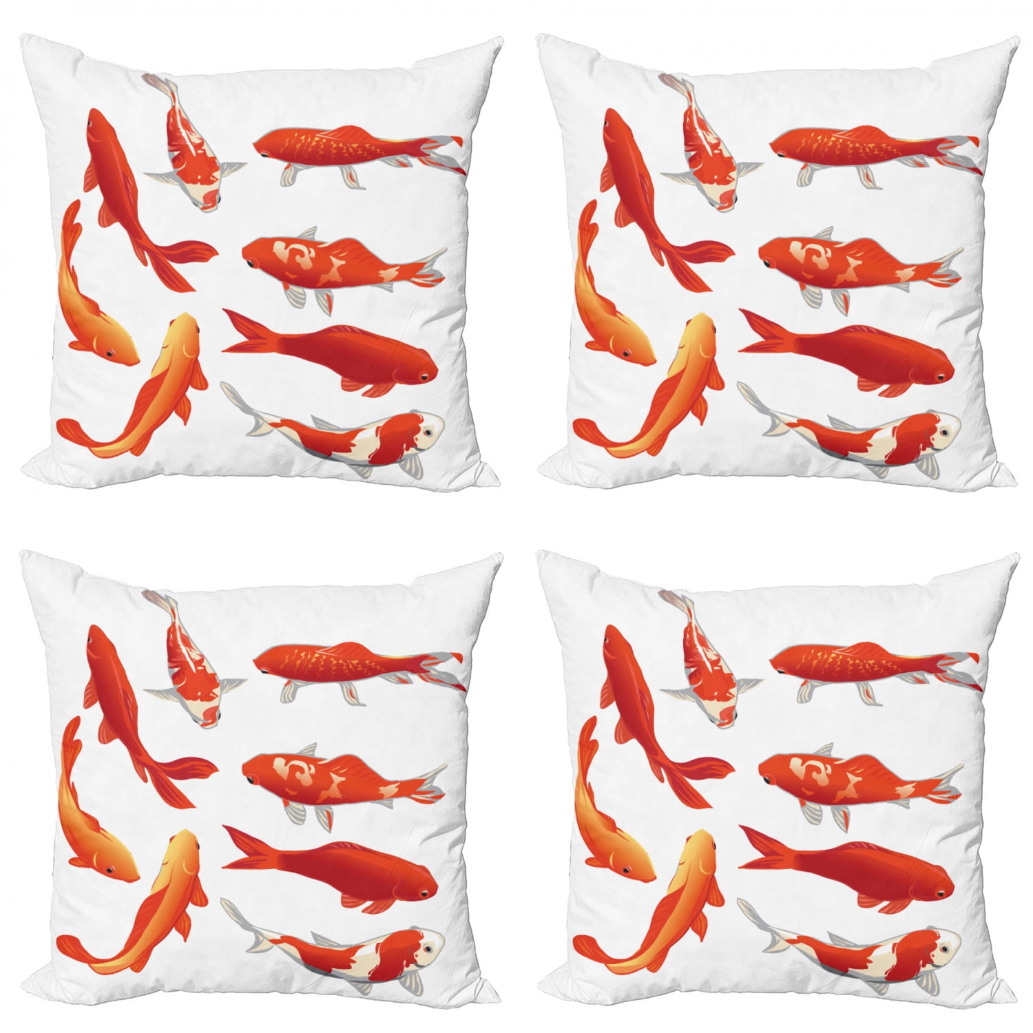 Koi Fish Throw Pillow Cushion Case Pack of 4, Koi Fish Band Chinese