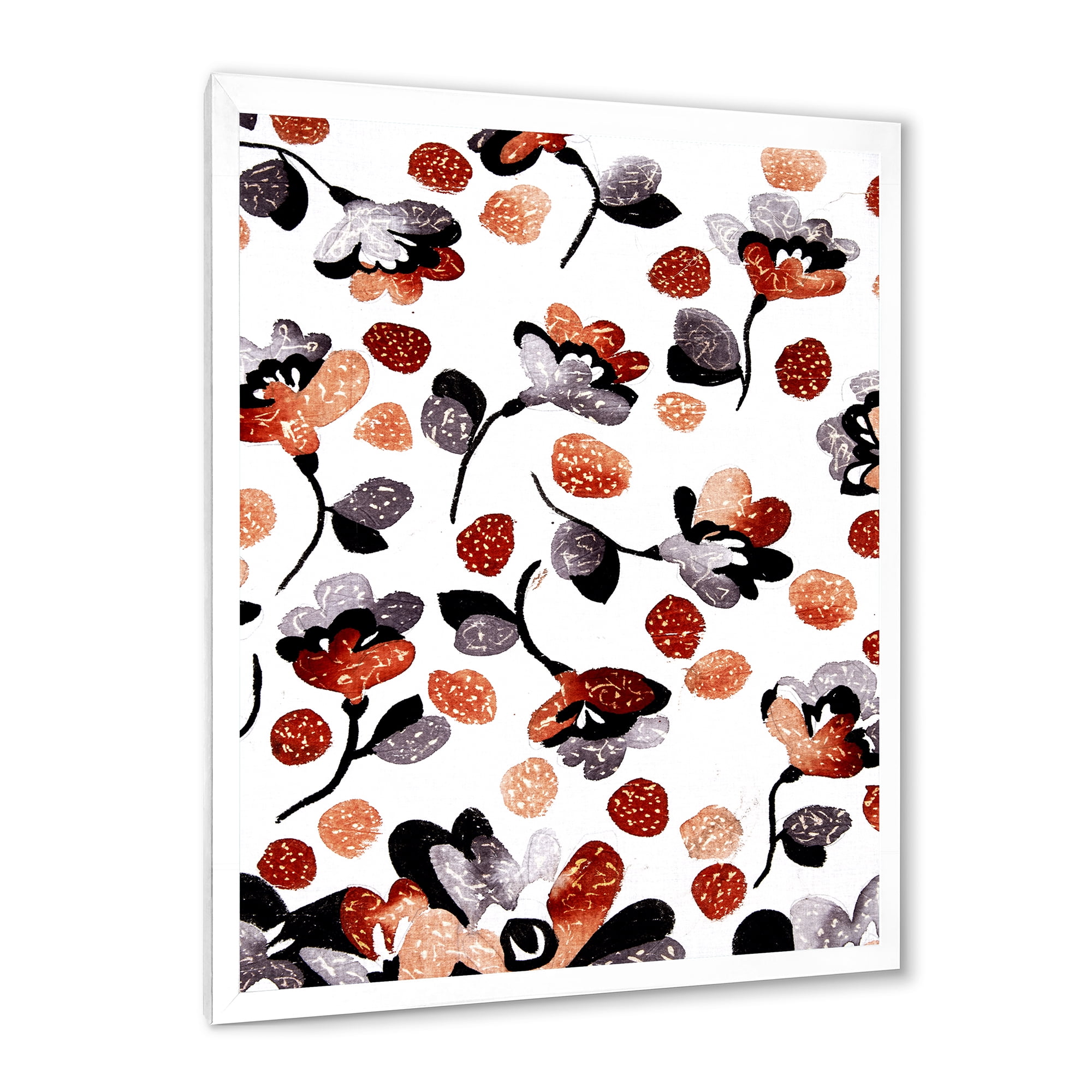 Designart 'Modern Flower In Red Blue and Orange' Bohemian & Eclectic Framed Art Print