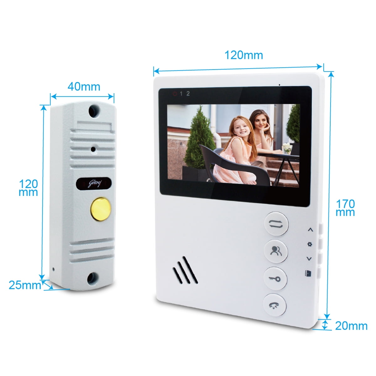 Wired Video Apartment Intercom Door Phone Doorbell System,Handsfree Waterproof Outdoor Doorbell Indoor Monitor One Key Unlock For Home Villa