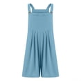thumbnail image 4 of Vivianyo HD Ladies' Suspender Denim Shorts Women's Fashion Solid Color Loose Adjustable Sleeveless Double Pocket Overalls Wide Leg Jumpsuit Overalls, 4 of 9