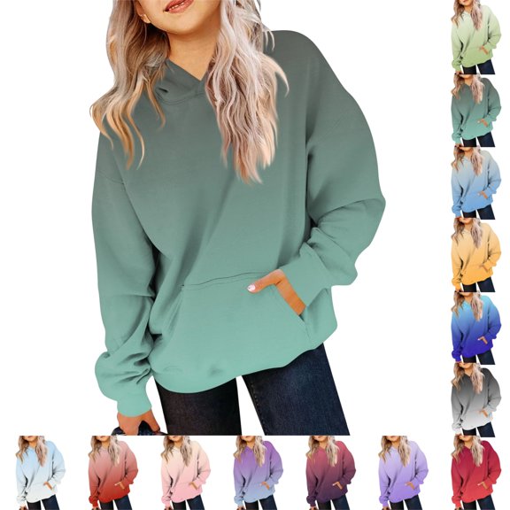 OIOLOYJM Hoodies for Girls Boys Oversized Trendy Casual Gradient Fleece Long Sleeve Sweatshirts Fall Loose Fit Comfortable Soft Cute Outfits with Pocket
