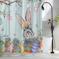 thumbnail image 2 of Easter Rabbit Shower Curtain, 72" x 84", Spring Floral Eggs Branches Green Wood Grain Waterproof Bathroom Curtain Washable Shower Curtain Set with 12 Hooks, 2 of 9